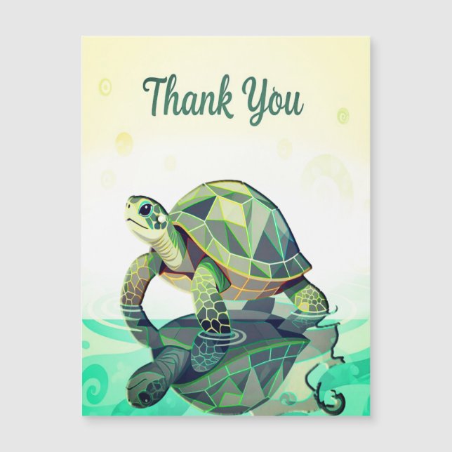 Geometric Turtle “Thank You” Card – Tranquil Ocean (Front)