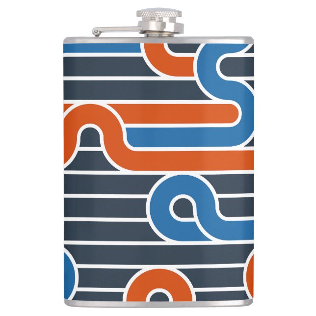 Geometric Twisted Lines Vintage Hip Flask (Front)