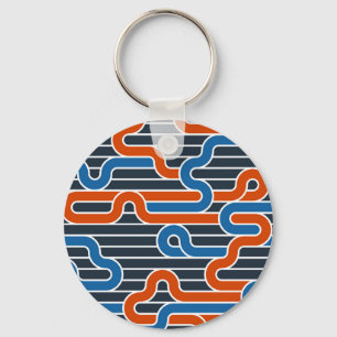 Geometric Twisted Lines Vintage Key Ring