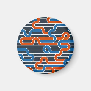 Geometric Twisted Lines Vintage Magnet