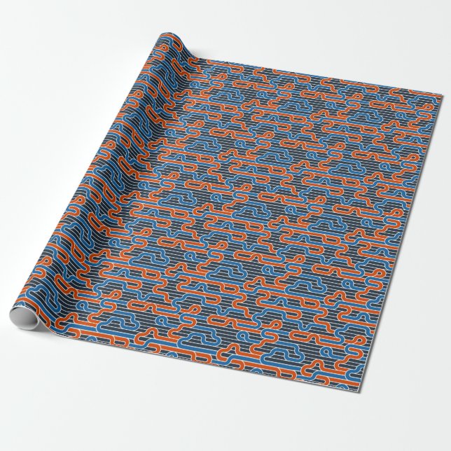Geometric Twisted Lines Vintage Wrapping Paper (Unrolled)
