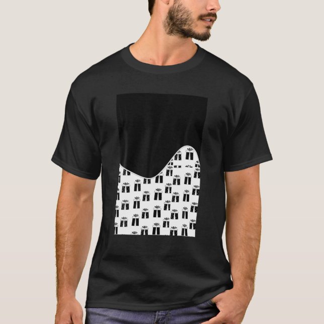 GEOMETRIC TWO TONE Christmas PATTERN Black And Whi T-Shirt (Front)
