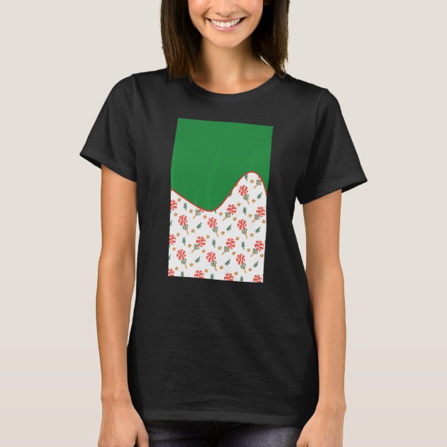 GEOMETRIC TWO TONE PATTERN Green and Red Candy Can T-Shirt (Front)