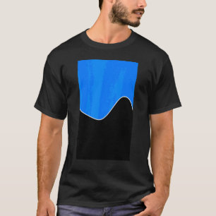 Geometric Two Tone Wave Pattern Azure Blue And Bla T-Shirt
