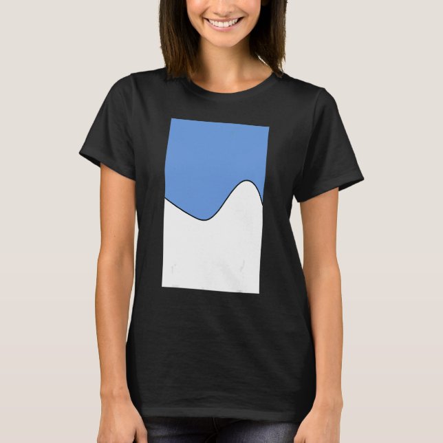 Geometric Two Tone Wave Pattern Blue Grey And Whit T-Shirt (Front)
