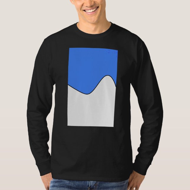 Geometric Two Tone Wave Pattern Blueberry And Whit T-Shirt (Front)
