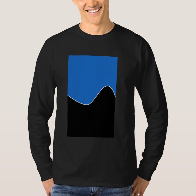 GEOMETRIC TWO TONE WAVE PATTERN BRIGHT NAVY BLUE A T-Shirt (Front)