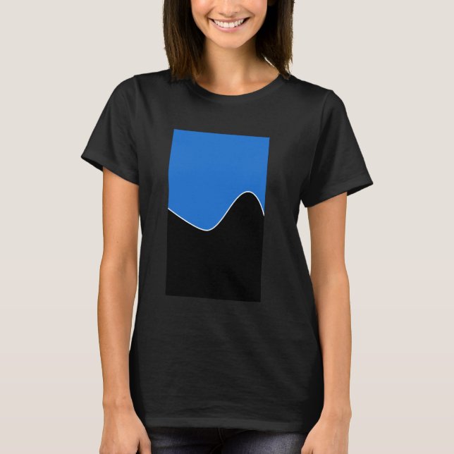 GEOMETRIC TWO TONE WAVE PATTERN BRIGHT NAVY BLUE A T-Shirt (Front)