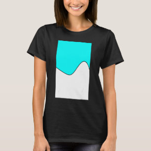 Geometric Two Tone Wave Pattern Cyan And White T-Shirt