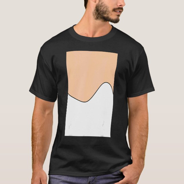 Geometric Two Tone Wave Pattern Deep Peach And Whi T-Shirt (Front)