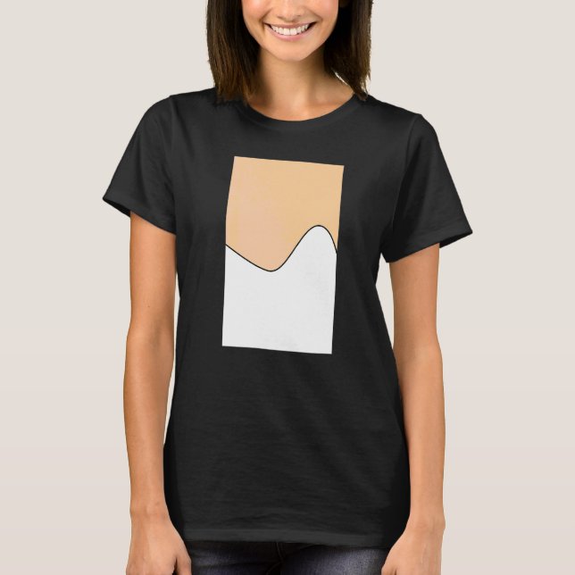 Geometric Two Tone Wave Pattern Deep Peach And Whi T-Shirt (Front)