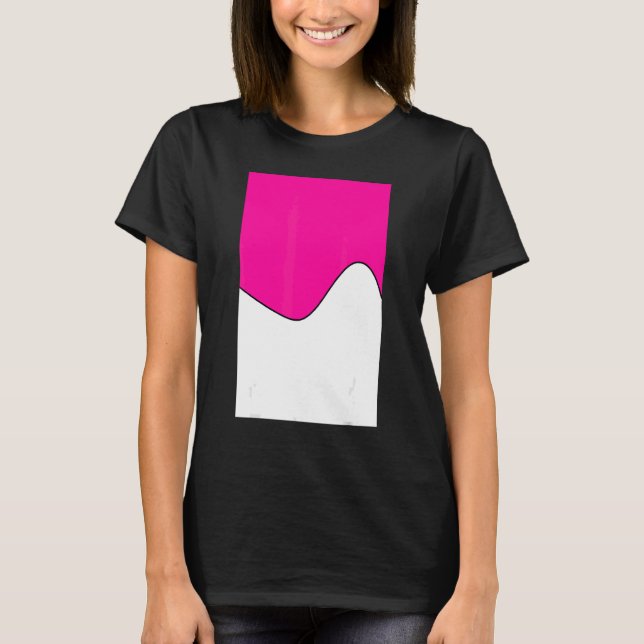 Geometric Two Tone Wave Pattern Deep Pink And Whit T-Shirt (Front)