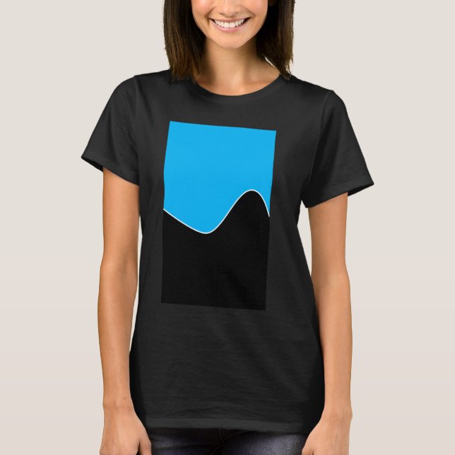 GEOMETRIC TWO TONE WAVE PATTERN DEEP SKY BLUE AND  T-Shirt (Front)