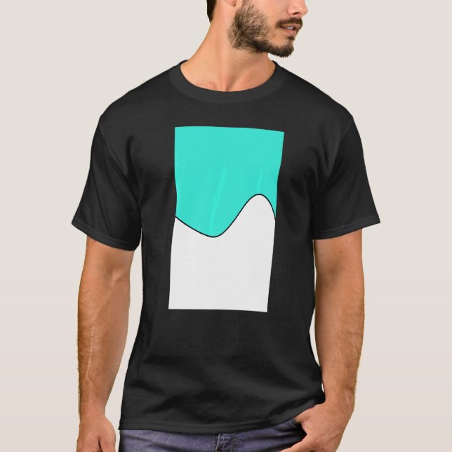 Geometric Two Tone Wave Pattern Turquoise And Whit T-Shirt (Front)