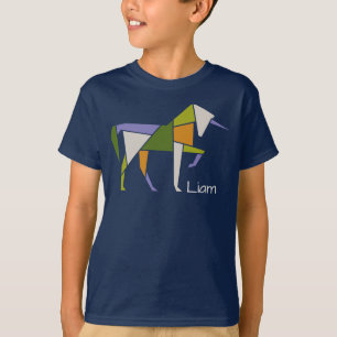 Geometric Unicorn Modern Abstract  Tangram Animal T-Shirt
