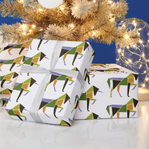 Geometric Unicorn Modern Abstract Tangram Animal Wrapping Paper