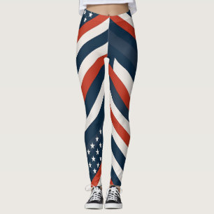 Geometric USA Flag Pattern   Modern Women's Leggings