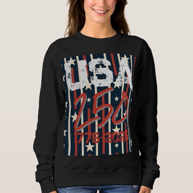 Geometric USA Flag Pattern | Modern Women's Sweatshirt (Front)