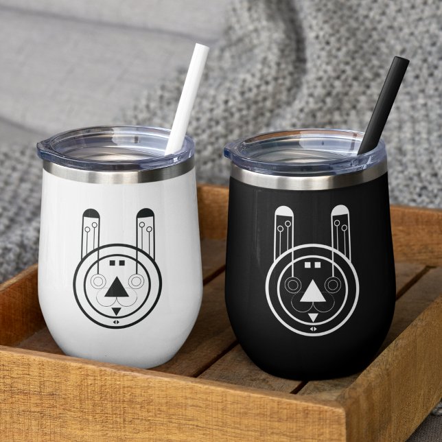 Geometric Usagi Rabbit Zodiac  (Sip with celestial style using this chic Usagi Rabbit zodiac wine tumbler.)