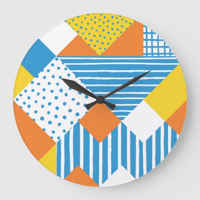 Geometric Vintage Abstract Background Design Large Clock (Front)