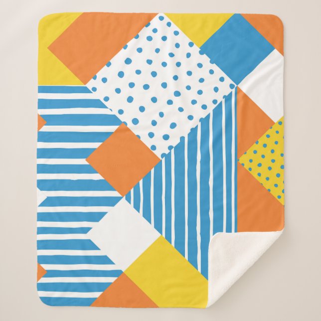 Geometric Vintage Abstract Background Design Sherpa Blanket (Front)