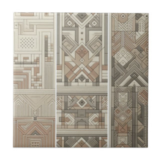 Geometric Vintage Chic Oatmeal Soft Black Tile