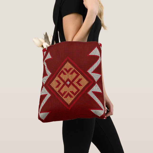 Geometric vintage classic colourful-trendy fashion tote bag (Close Up)