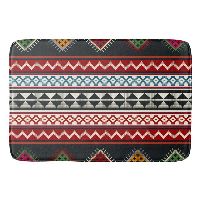 Geometric vintage classic cute-trendy colourful bath mat (Front)