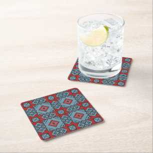 Geometric vintage classic cute-trendy stylish square paper coaster