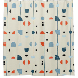 Geometric vintage: mid-century seamless pattern. shower curtain
