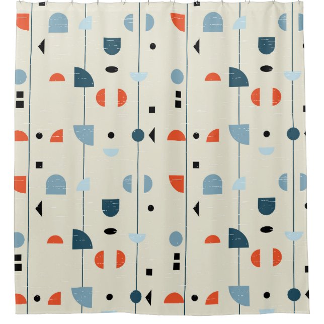 Geometric vintage: mid-century seamless pattern. shower curtain (Front)