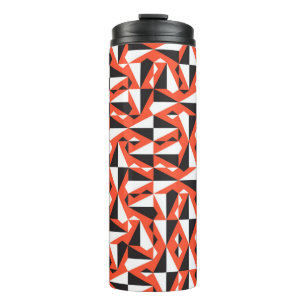 Geometric vintage seamless textile pattern in red, thermal tumbler