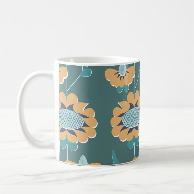 Geometric Vintage: Textile Nautical Motif Coffee Mug (Left)