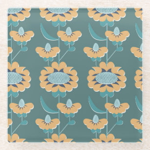 Geometric Vintage: Textile Nautical Motif Glass Coaster
