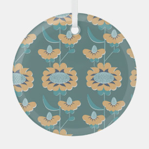 Geometric Vintage: Textile Nautical Motif Glass Tree Decoration