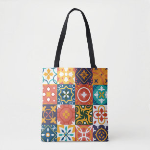 Geometric Vintage Tiles Ornate Pattern Tote Bag
