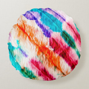 Geometric Wallpaper. Vintage Design. Shibori Textu Round Cushion