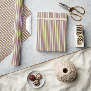 Geometric Warm Neutrals Vertical Candy Stripes Wrapping Paper