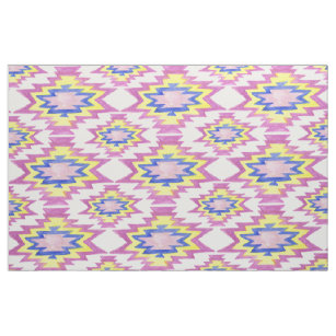 Geometric Watercolor Boho Yellow Pink Pattern Fabric