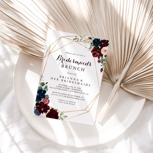 Geometric Watercolor  Bridesmaids Brunch Shower Invitation (Creator Uploaded)