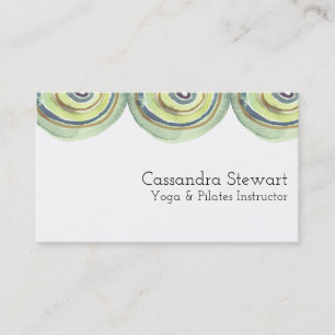 Geometric watercolor design circles Green Arches Business Card