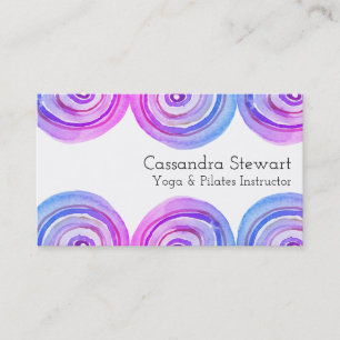 Geometric watercolor design purple blue Arches Business Card
