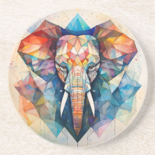 Geometric Watercolor Elephant Coaster