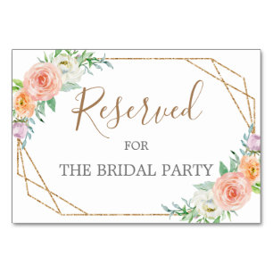 Geometric Watercolor Flowers Reserved Table Sign Table Number