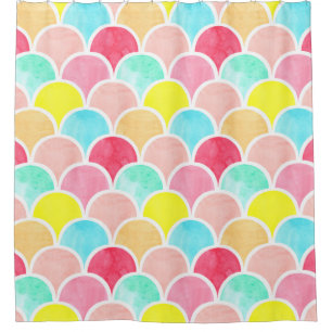 geometric watercolor seamless pattern, scales of m shower curtain
