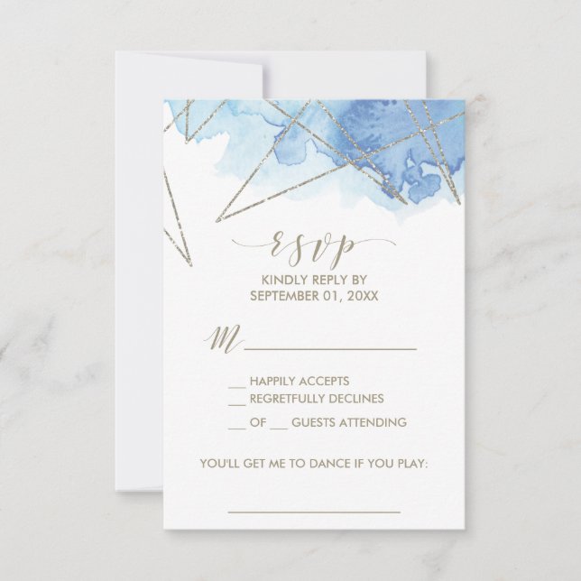 Geometric Watercolor Song Request RSVP Card (Front)