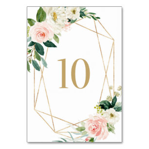 Geometric Watercolor Spring Blooms Table 10 Number
