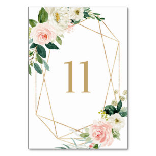 Geometric Watercolor Spring Blooms Table 11 Number