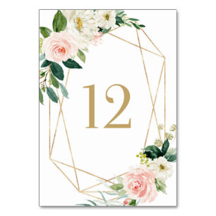 Geometric Watercolor Spring Blooms Table 12 Number
