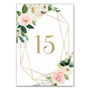 Geometric Watercolor Spring Blooms Table 15 Number